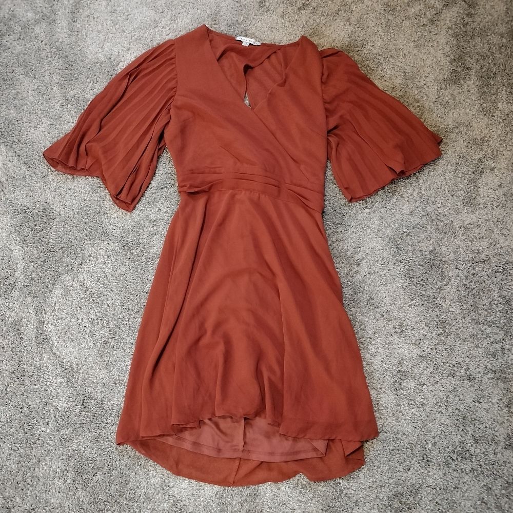 Haute Monde Burnt Orange Flowy Open Back Dress Sz M